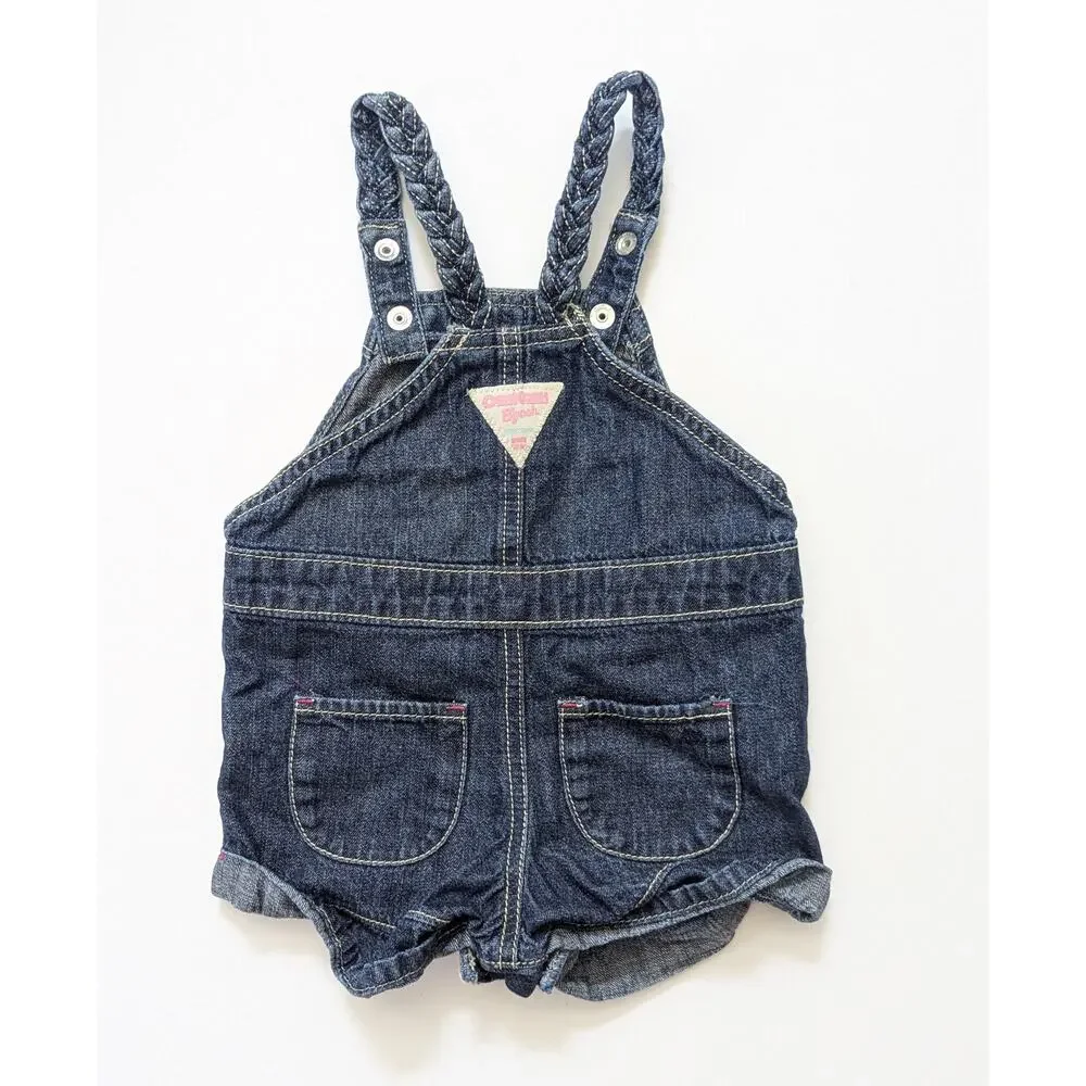 OshKosh B’gosh Rainbow Vestbak Denim Jean Boho Shortalls | Unisex Baby 12 Months